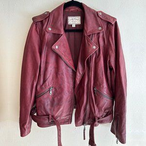 Lucky Brand Red Leather Moto Jacket